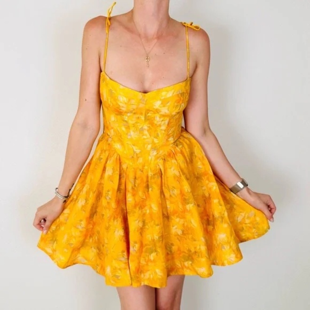 Bardot Yellow Floral Mini Dress